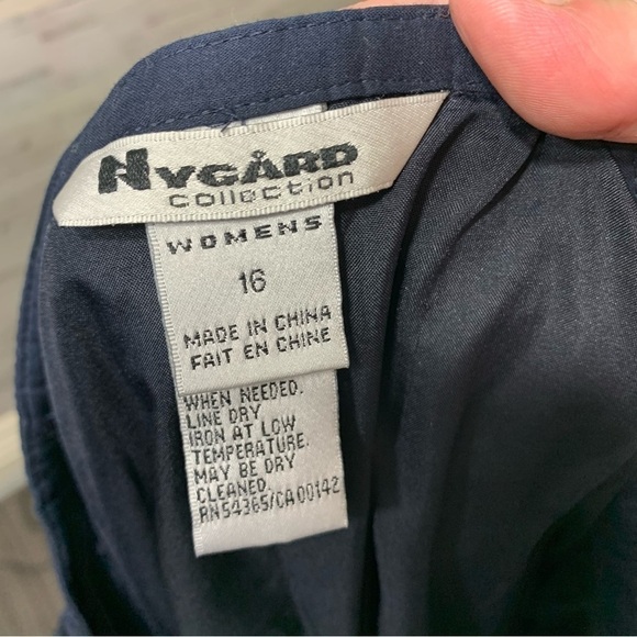 Vintage Navy Blue A Line Midi Skirt Eyelets Floral Embroider Sz 18 waist 38" - Picture 9 of 10